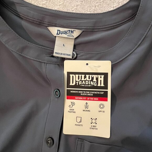 Duluth Trading NEW WITH TAGS women's dress blue Nine to Fine cap sleeve dress - Picture 3 of 5